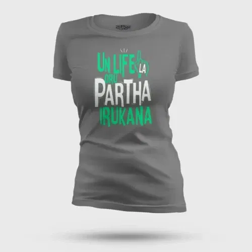 Un life la oru partha irukana women's t-shirt in charcoal melange color