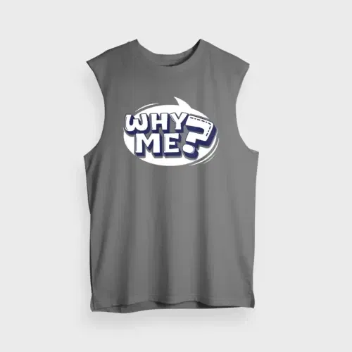 Why me? Men/unisex tank top in charcoal melange color