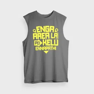 Enga area la pei kelu ennapathi men/unisex tank top in charcoal melange color