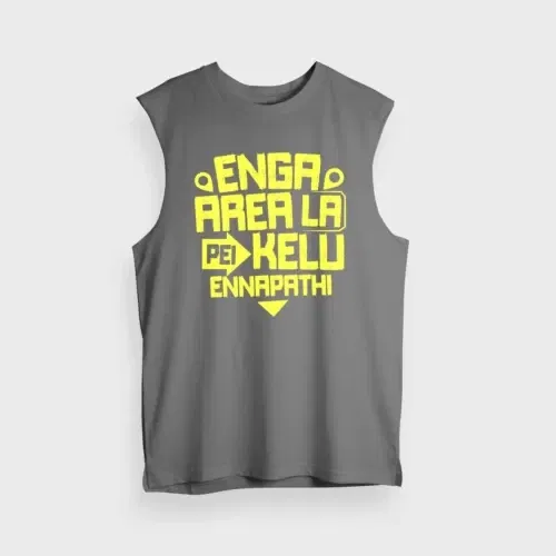 Enga area la pei kelu ennapathi men/unisex tank top in charcoal melange color