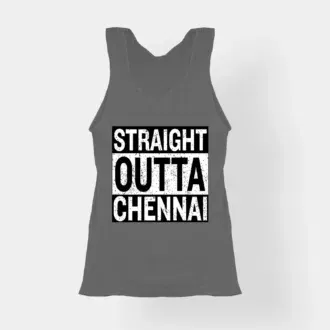 Straight outta chennai women's tank top in charcoal melange color