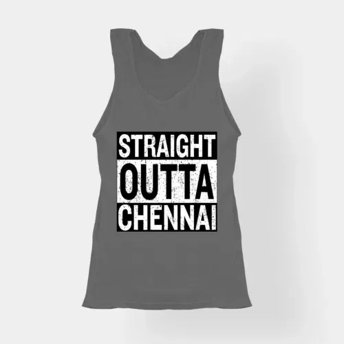 Straight outta chennai women's tank top in charcoal melange color