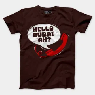 Hello dubai ah? Men/unisex t-shirt in coffee brown color