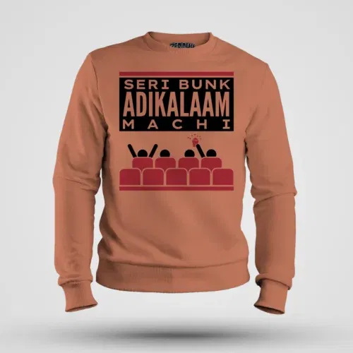 Seri bunk adikalaam machi men/unisex sweatshirt in coral color