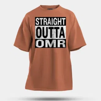 Straight outta omr men/unisex oversized t-shirt in coral color