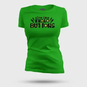 Satte mele evalo buttons women's t-shirt in flag green color