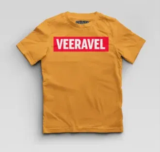 Veeravel boys round neck t-shirt in golden yellow color