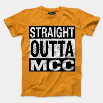 Straight outta mcc men/unisex t-shirt in golden yellow color