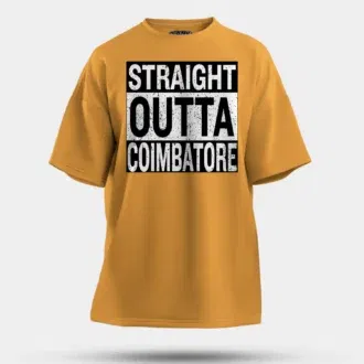 Straight outta coimbatore men/unisex oversized t-shirt in golden yellow color