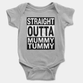 Straight outta mummy tummy onesie/romper in grey melange color