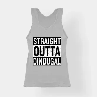 Straight outta dindugal women's tank top in grey melange color