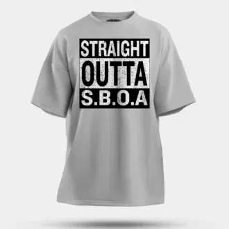 Straight outta sboa men/unisex oversized t-shirt in grey melange color