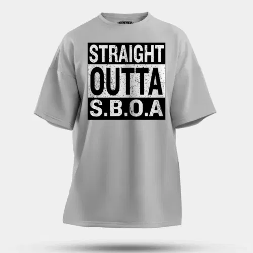 Straight outta sboa men/unisex oversized t-shirt in grey melange color