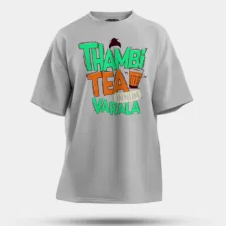 Thambi tea innum varala men/unisex oversized t-shirt in grey melange color