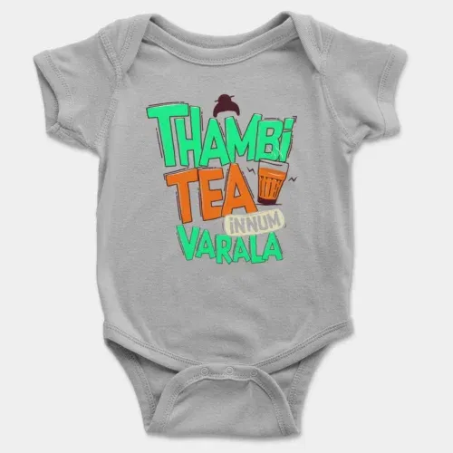 Thambi tea innum varala onesie/romper in grey melange color