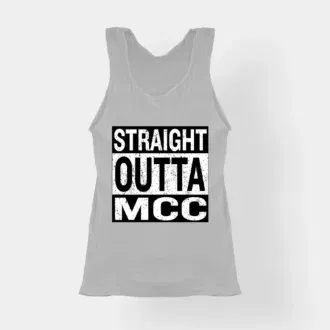 Straight outta mcc women's tank top in grey melange color