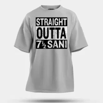 Straight outta sani - english men/unisex oversized t-shirt in grey melange color