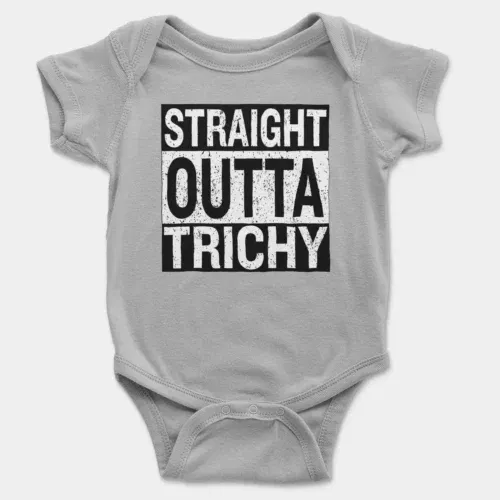 Straight outta trichy onesie/romper in grey melange color