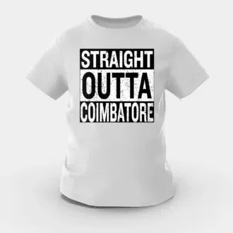 Straight outta coimbatore girls round neck t-shirt in grey melange color