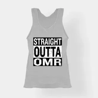 Straight outta omr women's tank top in grey melange color