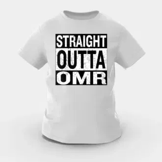 Straight outta omr girls round neck t-shirt in grey melange color