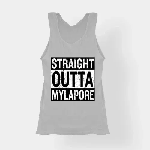 Straight outta mylapore women's tank top in grey melange color