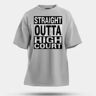 Straight outta high court men/unisex oversized t-shirt in grey melange color