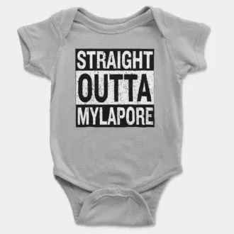 Straight outta mylapore onesie/romper in grey melange color