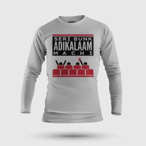 Seri bunk adikalaam machi men/unisex long sleeve t-shirt in grey melange color