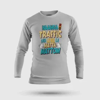 Naanga traffic and lovu la matta mattom men/unisex long sleeve t-shirt in grey melange color