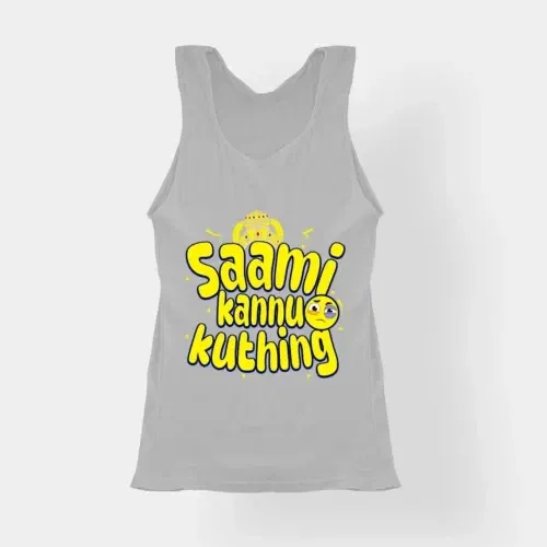 Saami kannu kuthing women's tank top in grey melange color