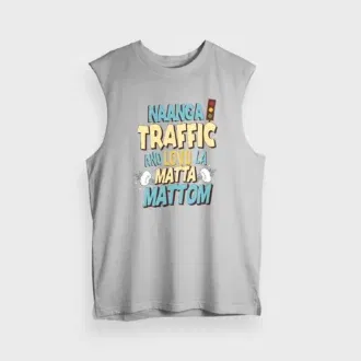 Naanga traffic and lovu la matta mattom men/unisex tank top in grey melange color