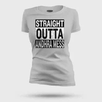 Straight outta andhra mess women's t-shirt in grey melange color