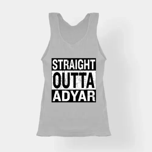 Straight outta adyar women's tank top in grey melange color