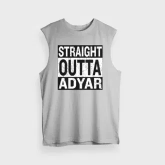 Straight outta adyar men/unisex tank top in grey melange color