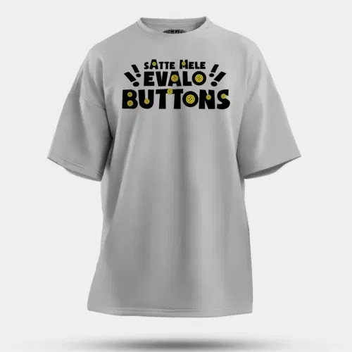 Satte mele evalo buttons men/unisex oversized t-shirt in grey melange color