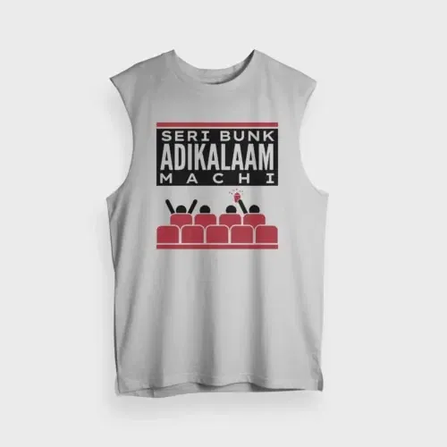 Seri bunk adikalaam machi men/unisex tank top in grey melange color