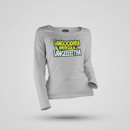 Sangoodhara vayasula sangeeetha women's long sleeve t-shirt in grey melange color