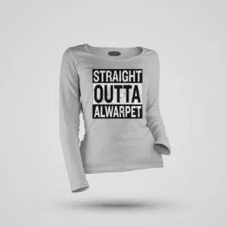 Straight outta alwarpet women's long sleeve t-shirt in grey melange color