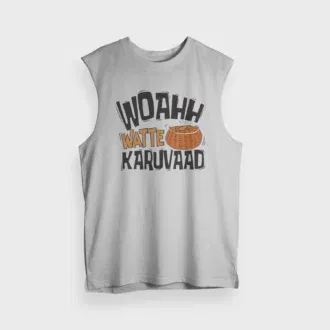 Woahh!! Watte karuvaad men/unisex tank top in grey melange color