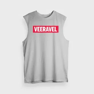 Veeravel men/unisex tank top in grey melange color