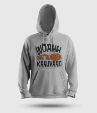 Woahh!! Watte karuvaad men/unisex hoodie in grey melange color