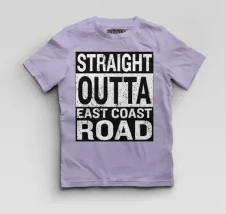 Straight outta ecr boys round neck t-shirt in lavender color