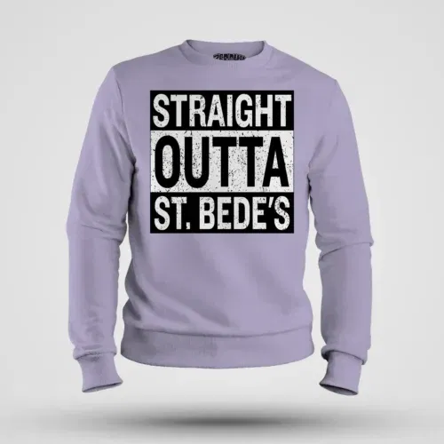 Straight outta st. Bedes men/unisex sweatshirt in lavender color