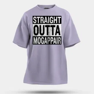 Straight outta mogappair men/unisex oversized t-shirt in lavender color