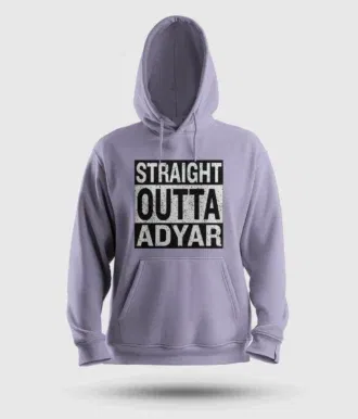 Straight outta adyar men/unisex hoodie in lavender color