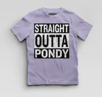 Straight outta pondy boys round neck t-shirt in lavender color