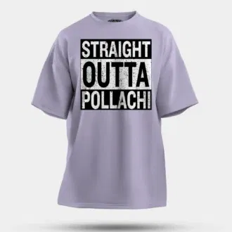 Straight outta pollachi men/unisex oversized t-shirt in lavender color