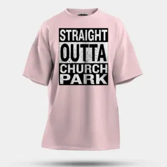 Straight outta church park men/unisex oversized t-shirt in light baby pink color