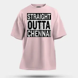 Straight outta chennai men/unisex oversized t-shirt in light baby pink color